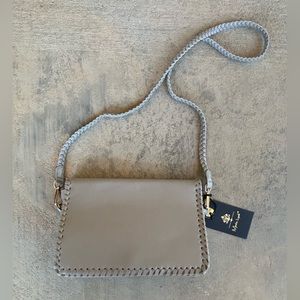 Moda Luxe Crossbody Vegan Leather Woven Bag in Gray